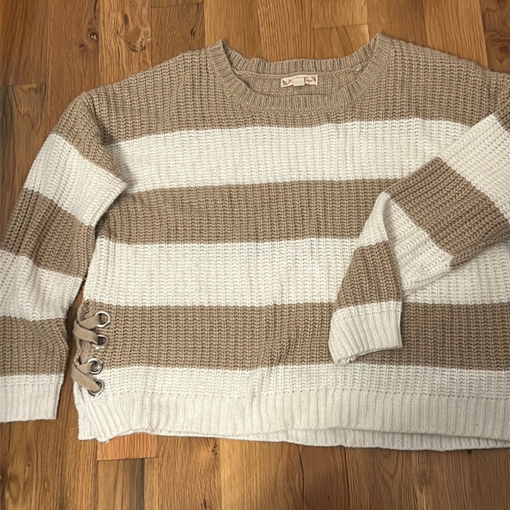 Brown & White striped sweater, size extra large